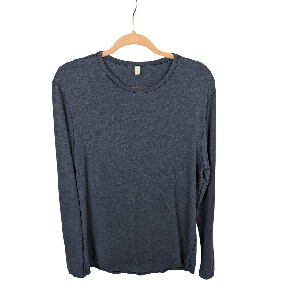 Lululemon Mens Long Sleeve Crewneck Athletic Shirt Heathered Navy Blue Size M
